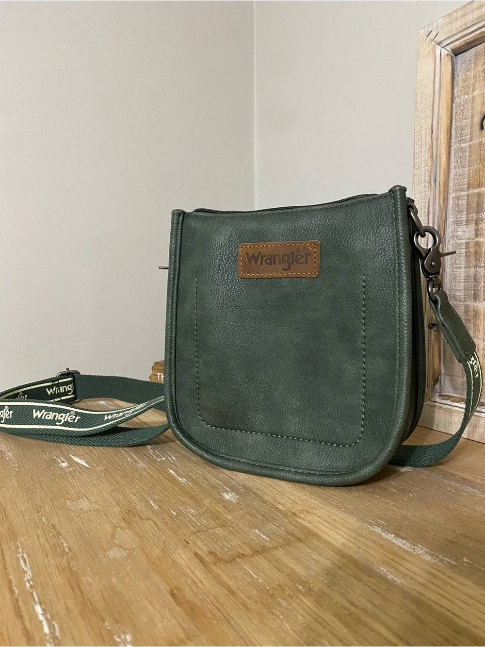 Wrangler Olive Green Mini Crossbody with Branded Patch - Picture 4 of 4